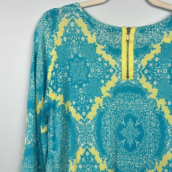 Soft Surroundings large back zip damask pattern colorful knit top - Picture 8 of 8